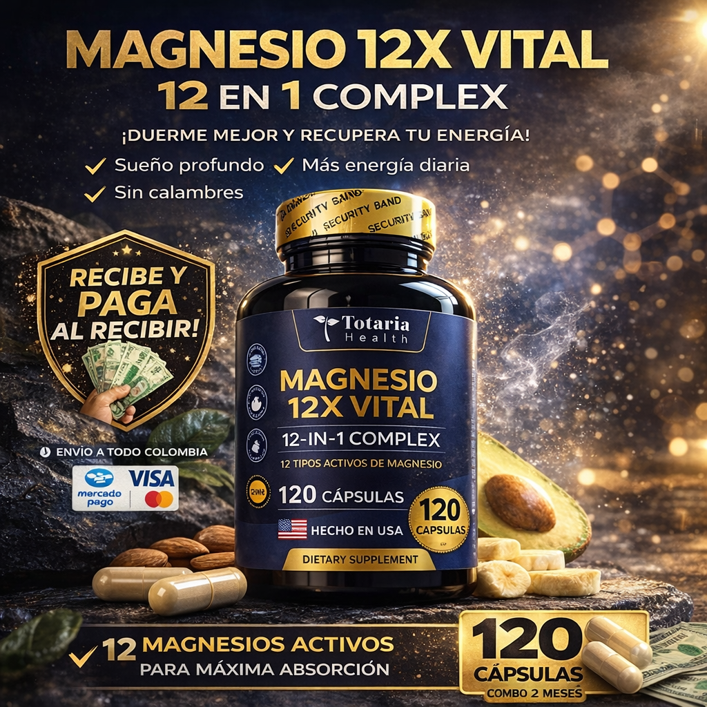 Magnesio 12X Vital | Energía, descanso y músculos sin dolor + Capsulas Extra 🎁
