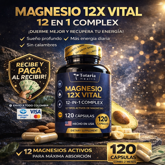 Magnesio 12X Vital | Energía, descanso y músculos sin dolor + Capsulas Extra 🎁